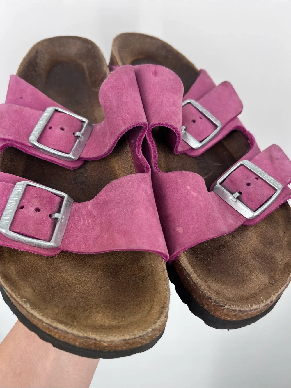 Birkenstock Dark Fuchsia Pink Suede Arizona Sandals 39